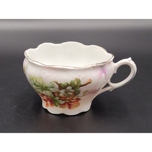 Antique Tea Cup Germany Porcelain Grapes Vineyard Gold Gilt Transfer - Picture 2 of 11